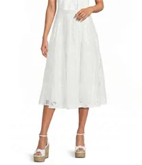 エーラブズエー レディース ボトムスカート A ライン フラワー柄 ミディ レース フラワー A Loves A Floralace Woven High Rise ALine Coordinating Midi Skirt White ホワイト