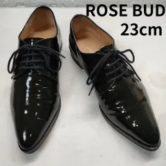 ROSEBUD　ローズバッド　ポインデッドトゥ　エナメル　ダービーシューズ　黒緑色　23cm