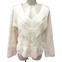 フーズフーチコ who's who Chico ニット セーター Vネック 長袖 F 白 ホワイト /YK