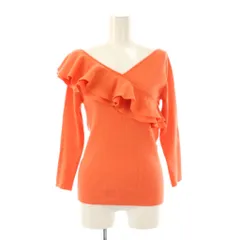 グレースコンチネンタル GRACE CONTINENTAL フリルハイゲージニットTOP カットソー プルオーバー リブ 36 オレンジ /CX ■OS