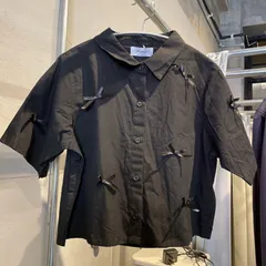 【東あずま店　併売品】　forksy　リボン　モチーフ　ブラウス シャツ トップス　レディース　blouse　shirt　Tops　ladies　半袖　ショート丈のサムネイル