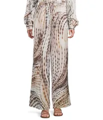 ゲス レディース ボトムス カジュアルパンツ ワイドレッグ アニマル柄 プリント サテン Guess Ines Coordinating Satin Animal Print Wide Leg Panのサムネイル