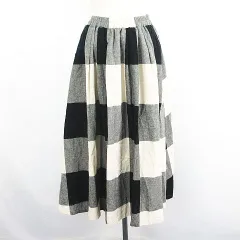サマンサモスモス SM2 スカート ボトムス ロング丈 マキシ丈 フレア ボックスチェック コットン イージー F グレー×ブラック×アイボリー ※EKM