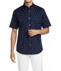 ラウンドトゥリーアンドヨーク メンズ トップス シャツ ボタンダウン プリント ダウン Roundtree Yorke TravelSmart Easy Care Button Down Collar Short Sleeve Poplin Small Pai