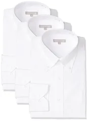 新品 [ドレスコード101]ワイシャツ 長袖 3枚セット 白(形態安定) メンズ 綿混素材 ボタンダウン 白シャツ イージーケア M L LL 3L 大きいサイズ 白 メンズ ボタンダウン 3枚 日本 首周り37×裄丈80 (日本サイズS相当)