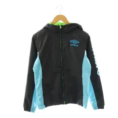 アンブロ UMBRO ウィンドブレーカージャケット ジップアップ フード M ブラック ライトブルー ライトグリーン /DO ■OS