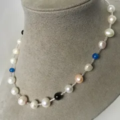 淡水本真珠★天然石★ビーズ★パールネックレス★ハンドメイド★ファッション★デザイン★ネックレス