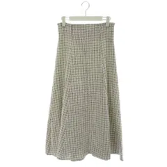 スウィングル Swingle モノクロツイード接ぎフレアスカート M 白 ホワイト 黒 ブラック ロング丈 /AG ■OS