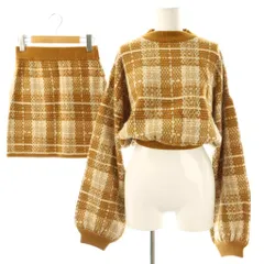 ダーリッチ Darich ツイードニットセットアップ セーター ミニスカート F キャメルブラウン ホワイト /ES ■OS