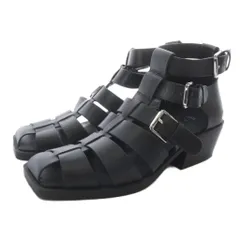 ザラ ZARA グルカサンダル レザー スクエアトゥ 37 黒