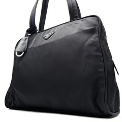 良品 PRADA プラダ テスート ナイロン ハンドバッグ ブラック 黒 南京錠 キーリング 鍵付き 三角ロゴ プレート シルバー金具 白タグあり 軽量 手提げ 希少