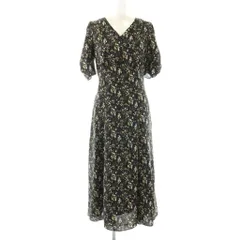 アプワイザーリッシェ Apuweiser-riche フラワーマーメイドワンピース  1 黒 ブラック 花柄 Vネック 半袖 /AZ