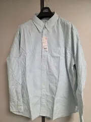 ユニクロ オックスフォード ストライプ シャツ グリーン 3XL