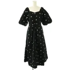 ビス ViS 小花柄刺繍スクエアネックワンピース ロング 半袖 コットン F 黒 /NR ■OS