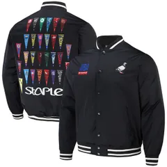 ステイプル メンズ アウター ジャケット・ブルゾン Mens NBA x Staple Black All Teams Pennant Woven FullSnap Jacket Black ブラックのサムネイル