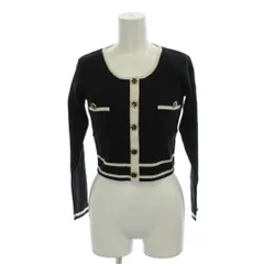 ダーリッチ Darich パイピングショートトップス ニットカーディガン F 黒 ブラック 白 ホワイト 長袖 パイピング /AG ■OS