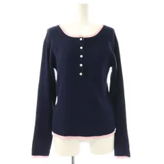 アースミュージック&エコロジー EARTH MUSIC & ECOLOGY バイカラーヘンリーネックニットプルオーバー F ネイビー ピンク /DF ■OS