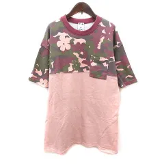 エックスガール x-girl ワンピース ミニ スウェット 迷彩柄 カモフラ 五分袖 1 ピンク 紫 パープル カーキ /MS
