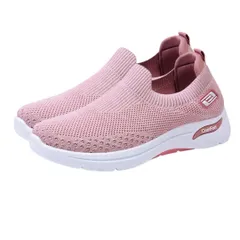 [DeerLuxe] 黒いレディースすりっぽん くろいすりっぽん レディーススリッポン 女性用スニーカー シュッと履けるスニーカー れでぃーすぶらっくシューズ ランニングシューズ 女性介護運動靴 婦人向け運動靴 れでぃーすし [B.ピンク] [23.0 cm]