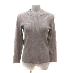 グローバルワーク GLOBAL WORK ニット カットソー リブ ラメ 長袖 M ベージュ /MS