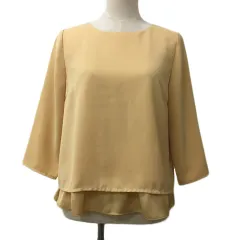 アリスバーリー Aylesbury ブラウス プルオーバー ラウンドネック 無地 レイヤード風 シフォン 長袖 11 黄 イエロー