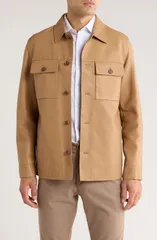 ボス メンズ アウター ジャケット・ブルゾン シャツ レザー BOSS Malid Leather ButtonUp Shirt Jacket Medium Beige ベージュ