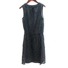 ドゥファミリィ ドゥファミリー DO!FAMILY ワンピース ひざ丈 ドット ノースリーブ M 黒 ブラック /AU