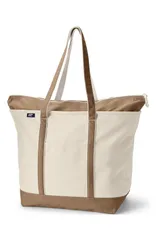 ランズエンド レディース バッグ Lands End Zip Top Canvas Tote Bag Rich CamelNatural キャメルのサムネイル