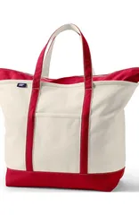 ランズエンド レディース バッグ Lands End Zip Top Canvas Tote Bag NaturalHeritage Red レッドのサムネイル