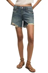 ラッキーブランド レディース ボトムス デニムパンツ ショートパンツ Lucky Brand Baggy Stretch Denim Shorts Feel The Beat Wash デニム