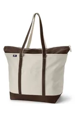 ランズエンド レディース バッグ Lands End Zip Top Long Handle Canvas Tote Bag NaturalBrown Root ブラウンのサムネイル