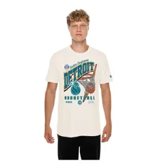 ニューエラ メンズ トップス Tシャツ ヴィンテージ Mens New Era Cream Detroit Pistons Oversized City Edition Remix Vintage TShirt Cream クリーム