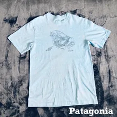 【USED】US 古着 パタゴニア Patagonia 半袖Tシャツ Sサイズ レギュラーフィット 魚プリント アウトドア ライトブルー 古着 メンズ レディース ユニセックス Responsibili-Tee メキシコ製 USA古着 アメリカ Ｔシャツ