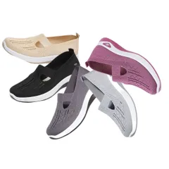 スニーカー ウォーキング シューズ スリッポン ナース レディース 軽量 通気 滑り止 (N.色おまかせ2足セット, 23.5 cm) [N.色おまかせ2足セット] [23.5 cm]