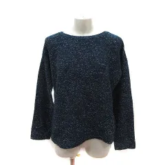 ザラ トラファルック ZARA Trafaluc ニット カットソー ボートネック 長袖 S 紺 ネイビー 銀色 シルバーカラー /MS
