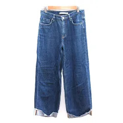 ザラ トラファルック ZARA Trafaluc デニムパンツ ジーンズ ワイド カットオフ ロールアップ 34 XS 青 ブルー /AU