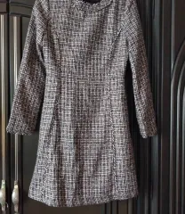 ツイード チェック レディース ウール ONE PIECE スリークォーター