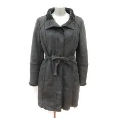 ボナジョルナータ BUONA GIORNATA コート フェイクムートン 裏ボア ウエストマーク L チャコールグレー /MS