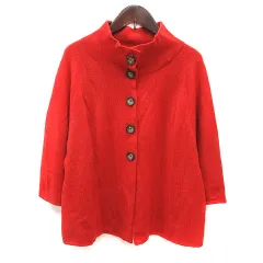 23区 オンワード樫山 カーディガン ニット ウール 七分袖 46 赤 レッド /MS