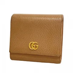 【6cd4916-k】グッチ 財布 GGマーモント 598587 レザー ブラウン ゴールド金具【中古】レディース