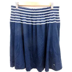 トミーヒルフィガー TOMMY HILFIGER スカート フレア ミニ ボーダー L 紺 ネイビー 白 ホワイト /RT