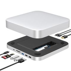 Mac mini 擴充基座 TypeC (8合2) 銀色 型號：MC25MH / M.2 插槽 HDMI 三螢幕 / 前置 USB TypeA ×3 USB TypeC SD microSD 讀卡機/Macm d1e4ad19
