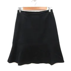 23区 オンワード樫山 フレアスカート ひざ丈 ウール 36 黒 ブラック /MS