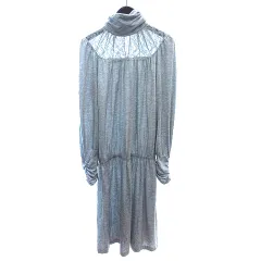 ユーバイウンガロ U by ungaro ワンピース ひざ丈 ハイネック 切替 レース 長袖 38 M グレー /AU