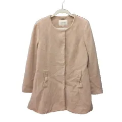 レッセパッセ LAISSE PASSE ノーカラーコート ショート丈 ウール 総裏地 36 ライトベージュ /MS