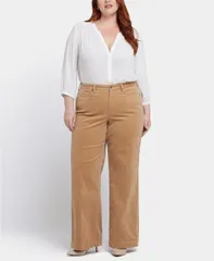 【送料無料】 エヌワイディージェイ レディース カジュアルパンツ ボトムス Plus Size Corduroy Teresa Wide Leg Pants Sand Dune