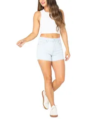 【送料無料】 セレブリティピンク レディース ハーフパンツ・ショーツ ボトムス Juniors 4 HighRise Curvy Denim Shorts No Limit