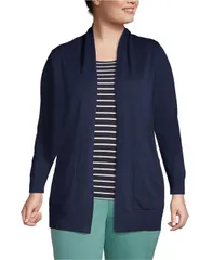 【送料無料】 ランズエンド レディース ニット・セーター アウター Plus Size Long Sleeve Open Long Cardigan Sweater Radiant navy