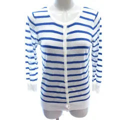 テチチ Te chichi ニット カーディガン ボーダー 九分袖 長袖 M 白 ホワイト /AU