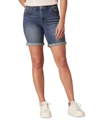 【送料無料】 デモクラシー レディース ハーフパンツ・ショーツ ボトムス Petite Absolution Cuffed Denim Shorts Blue